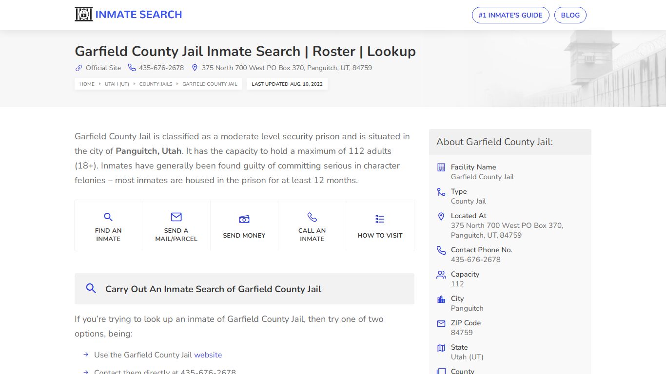 Garfield County Jail Inmate Search | Roster | Lookup