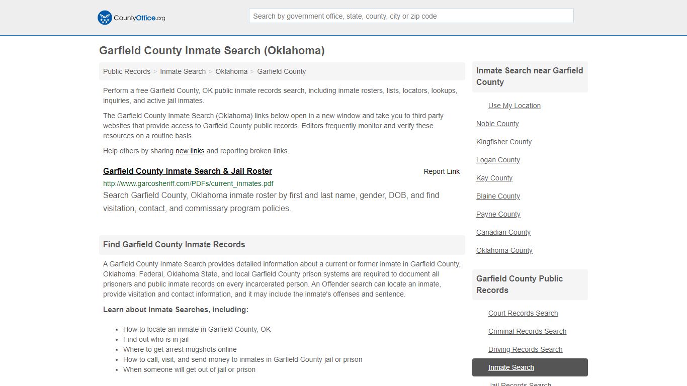 Inmate Search - Garfield County, OK (Inmate Rosters ...